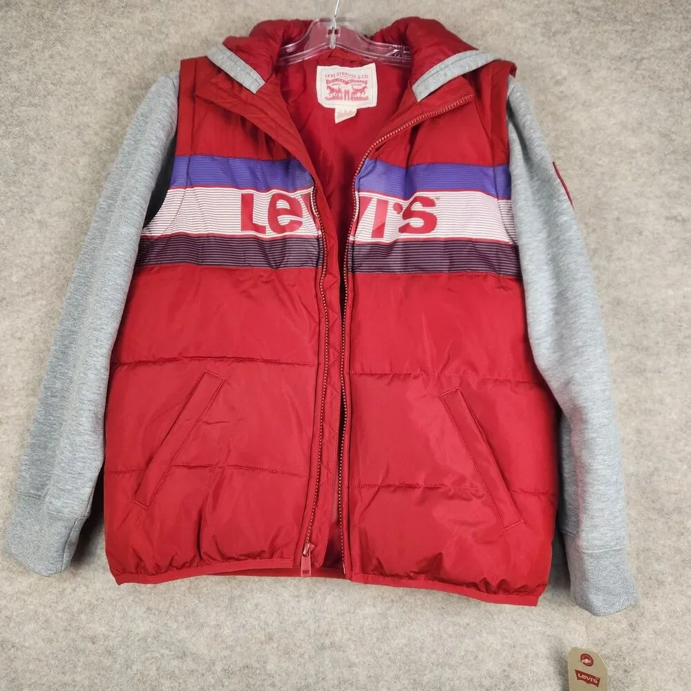 Levi's Puffer Jacket Hoodie Boys Large or Men's Small Skater Y2K